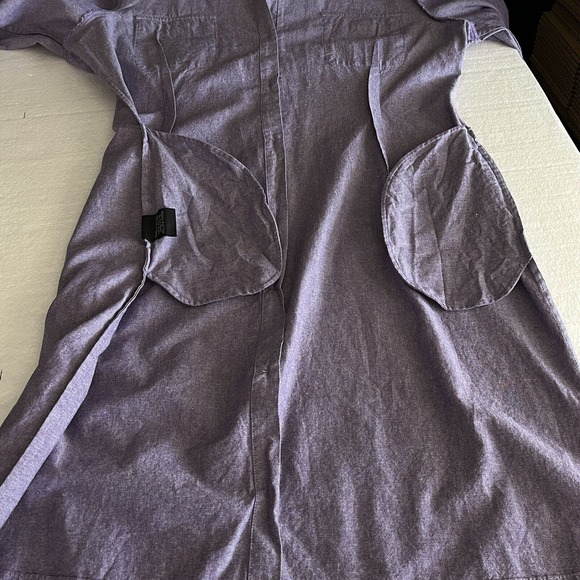 J Peterman Womans Shirt Dress Size 12 Purple 100% Cotton 4 Pockets Long Sleeve - Picture 7 of 14